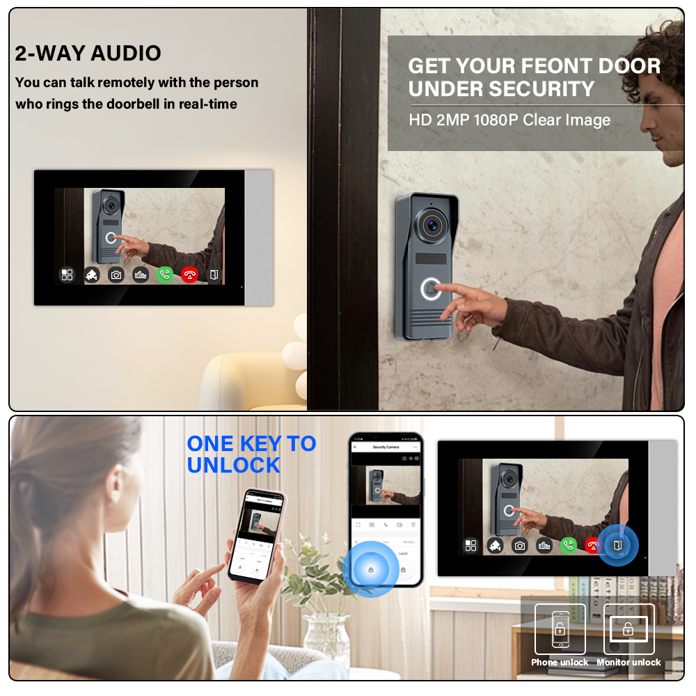 2-Wires Smart Home Wifi 1080P  - Smart Doorbell Wired avaliação e preço
