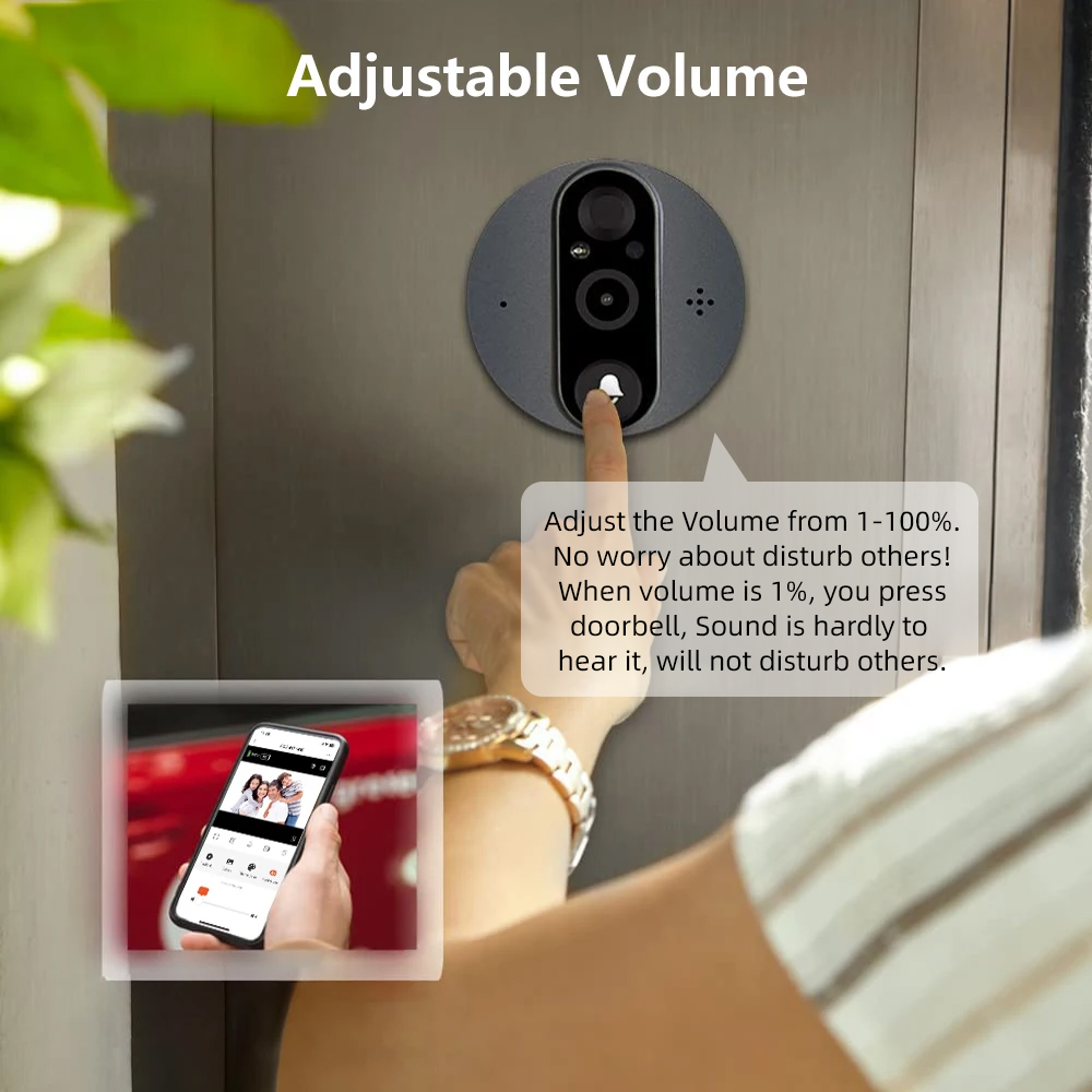 3MP WiFi Smart Tuya Peephole 5 - Smart Doorbell Wired avaliação e preço