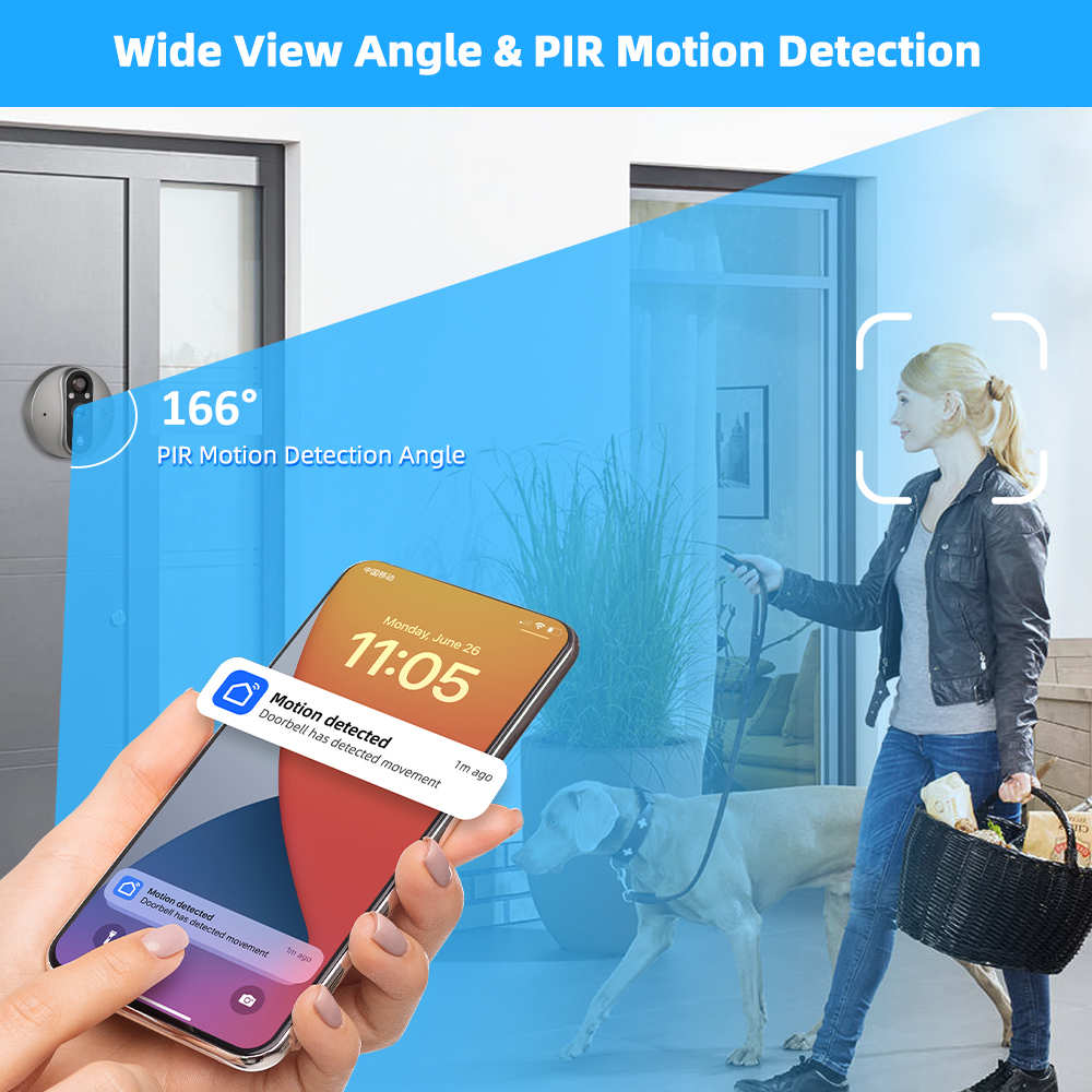 3MP WiFi Smart Tuya Peephole 5 - Smart Doorbell Wired avaliação e preço