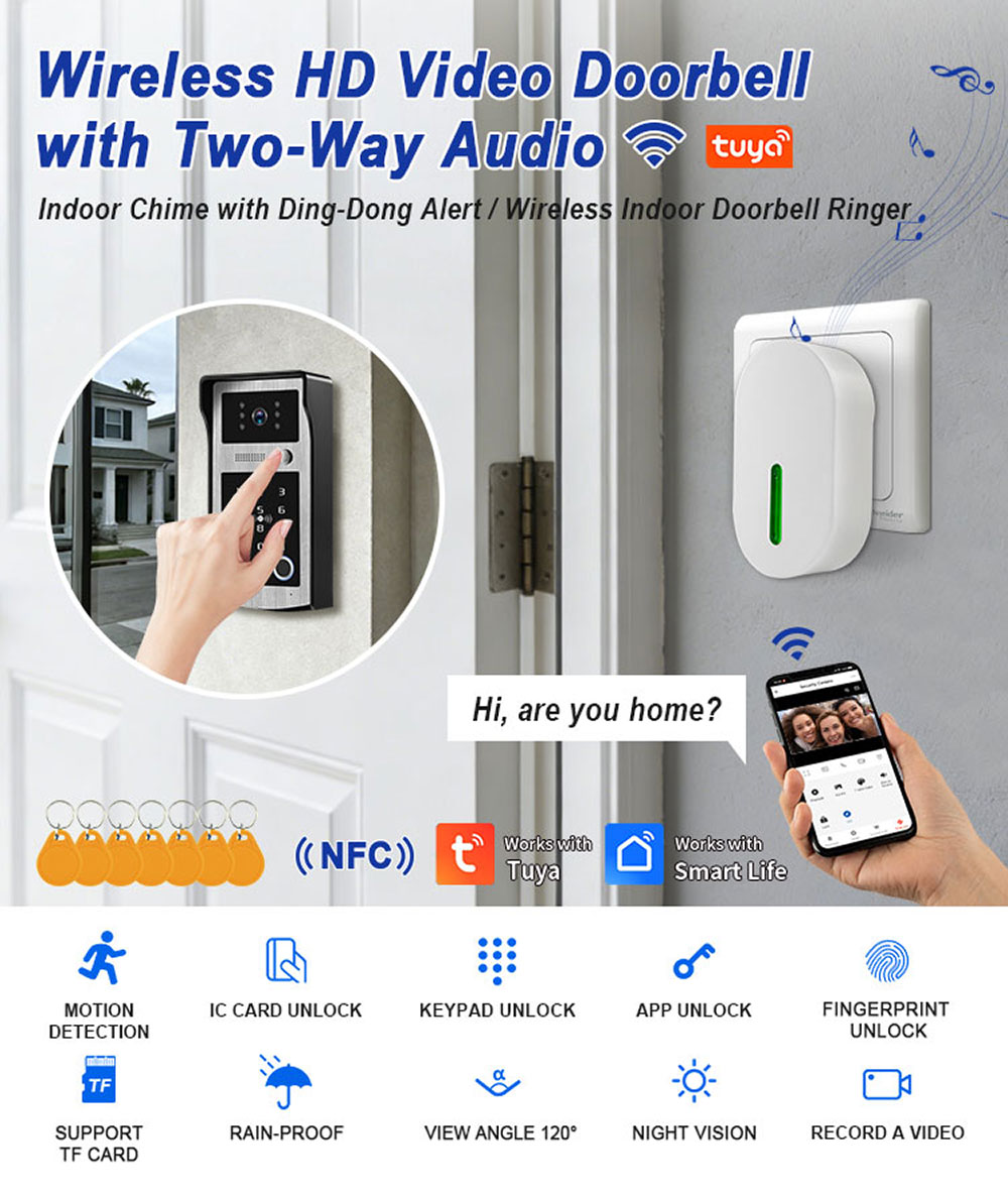 Tuya 5G Wifi Video Door Phone  - Smart Doorbell Wired avaliação e preço