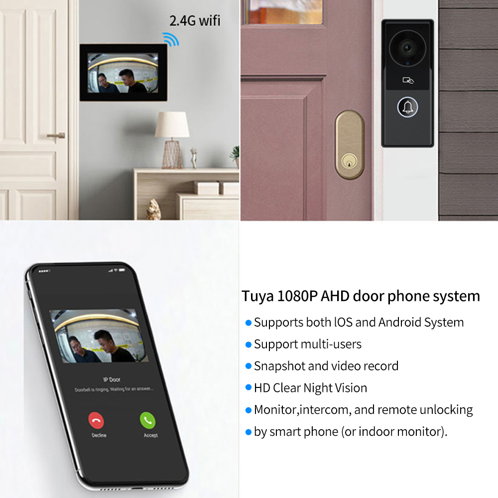 7/10 Inch Video Intercom 1080P - Smart Doorbell Wired avaliação e preço