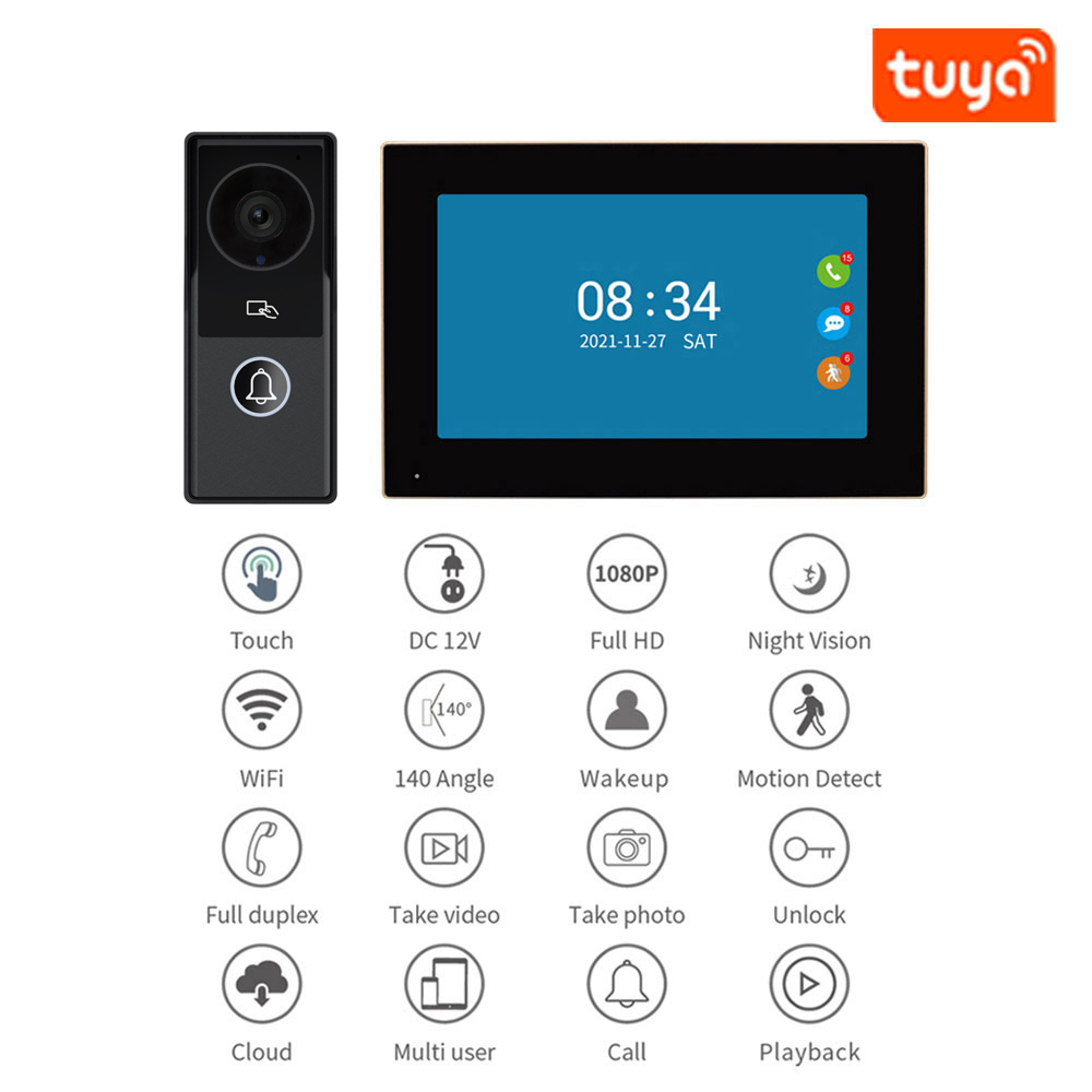 7/10 Inch Video Intercom 1080P - Smart Doorbell Wired avaliação e preço